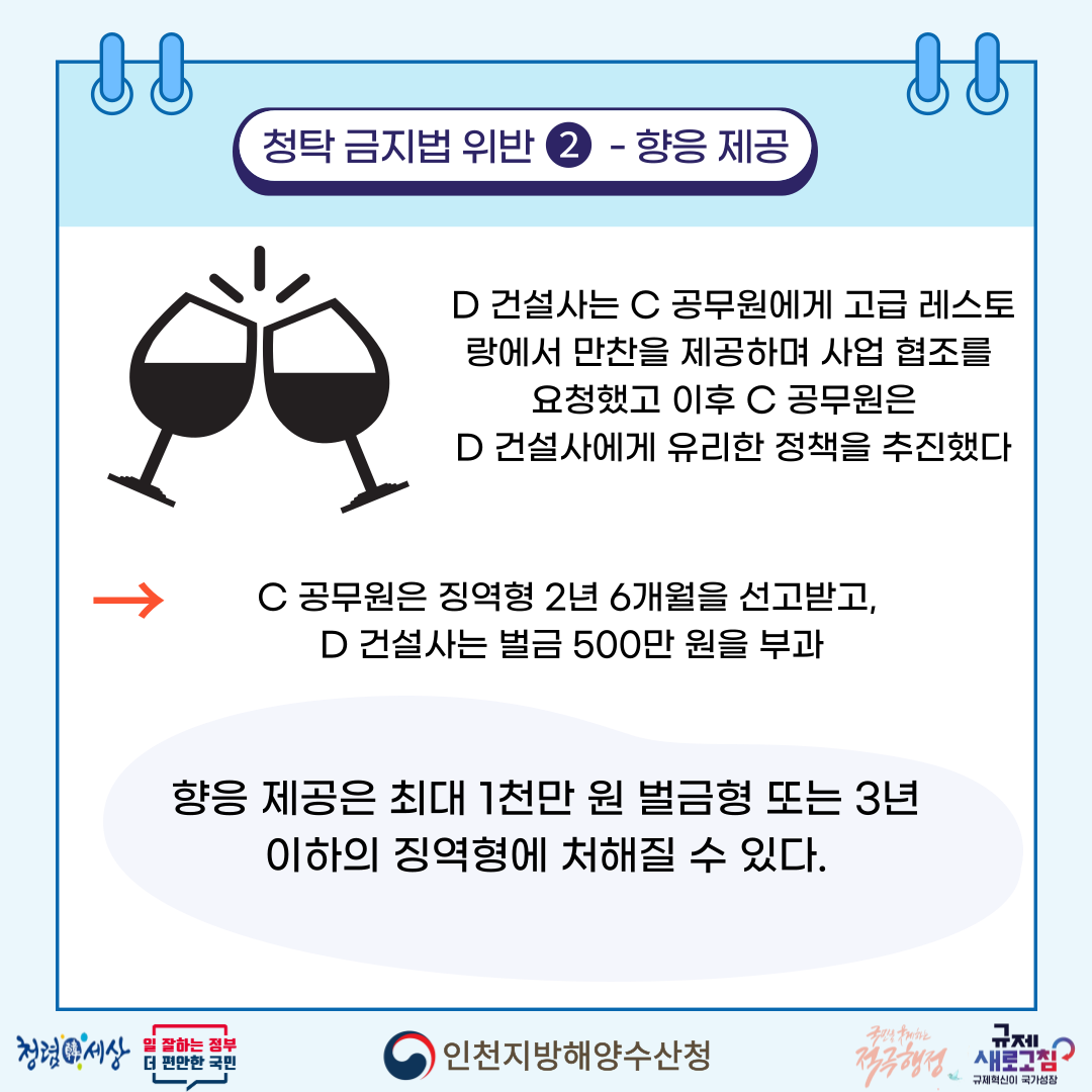 (청렴콘텐츠) 청탁금지법 위반사례-향응제공