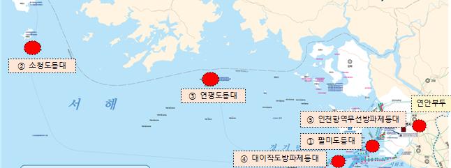 사진1 - 추천 등대 5곳 위치도